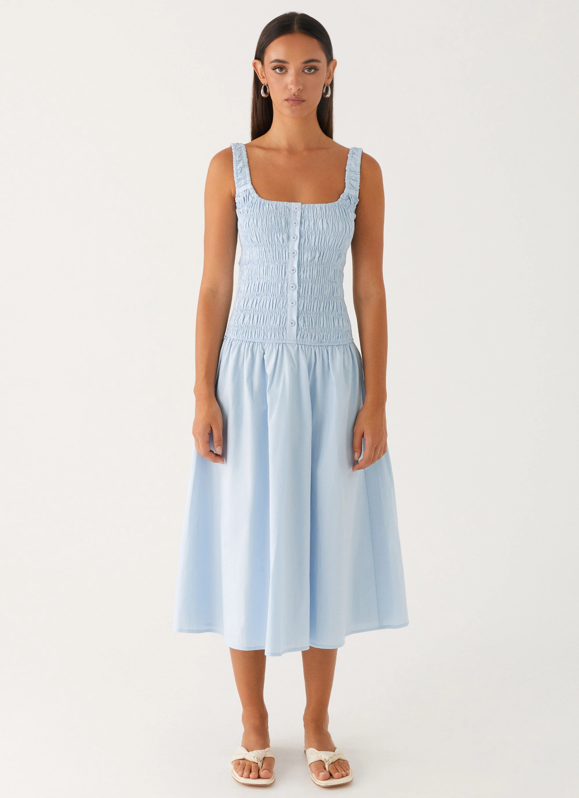 Wildflower Midi Dress - Blue Soft Stretch