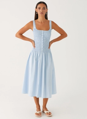 Wildflower Midi Dress - Blue Young Edge Flowy Layers