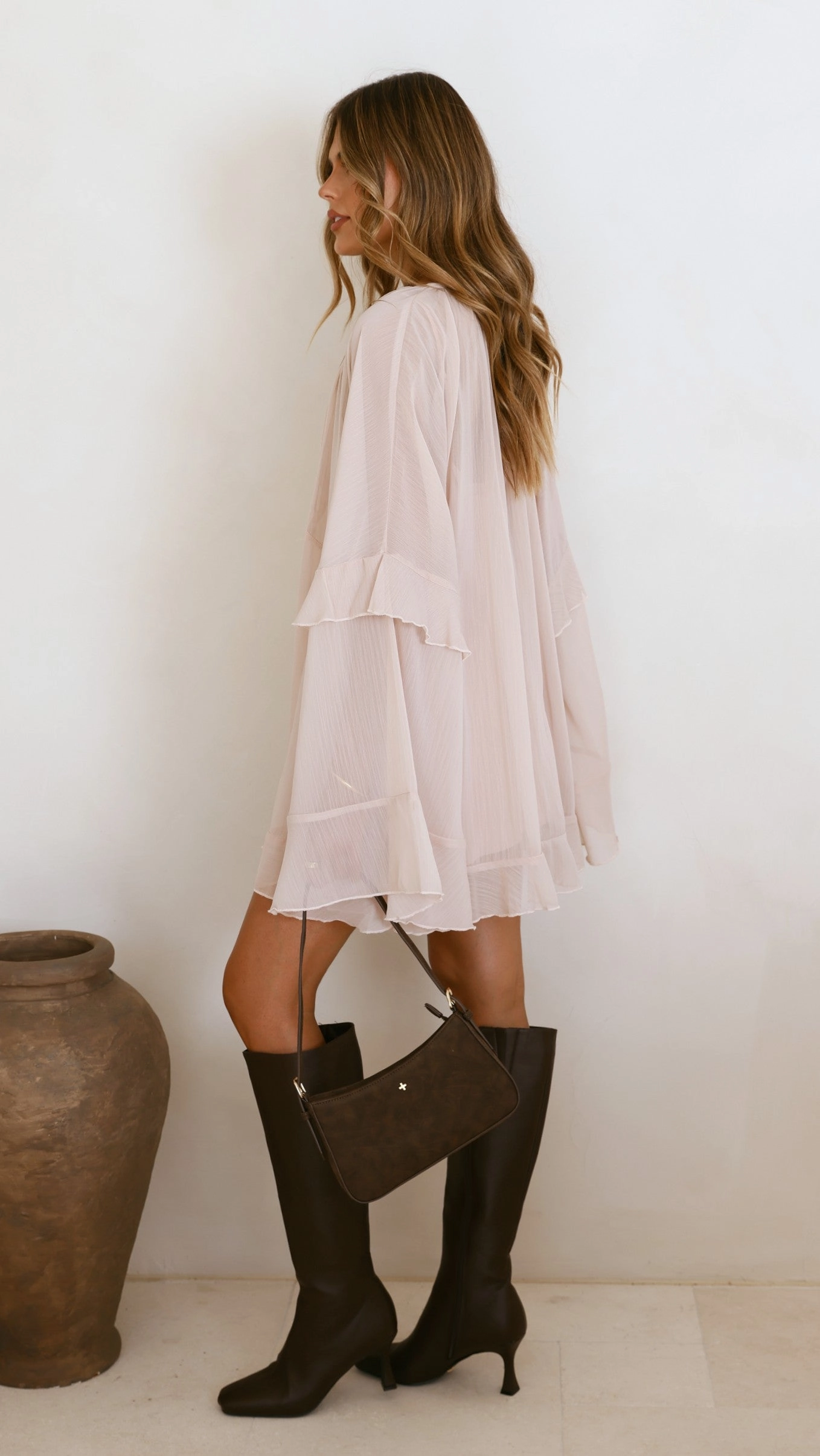 Leera Mini Dress - Nude Piped-Edge