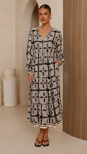 Sage Detail Soft-Lining Lani Maxi Dress - Cortana Print