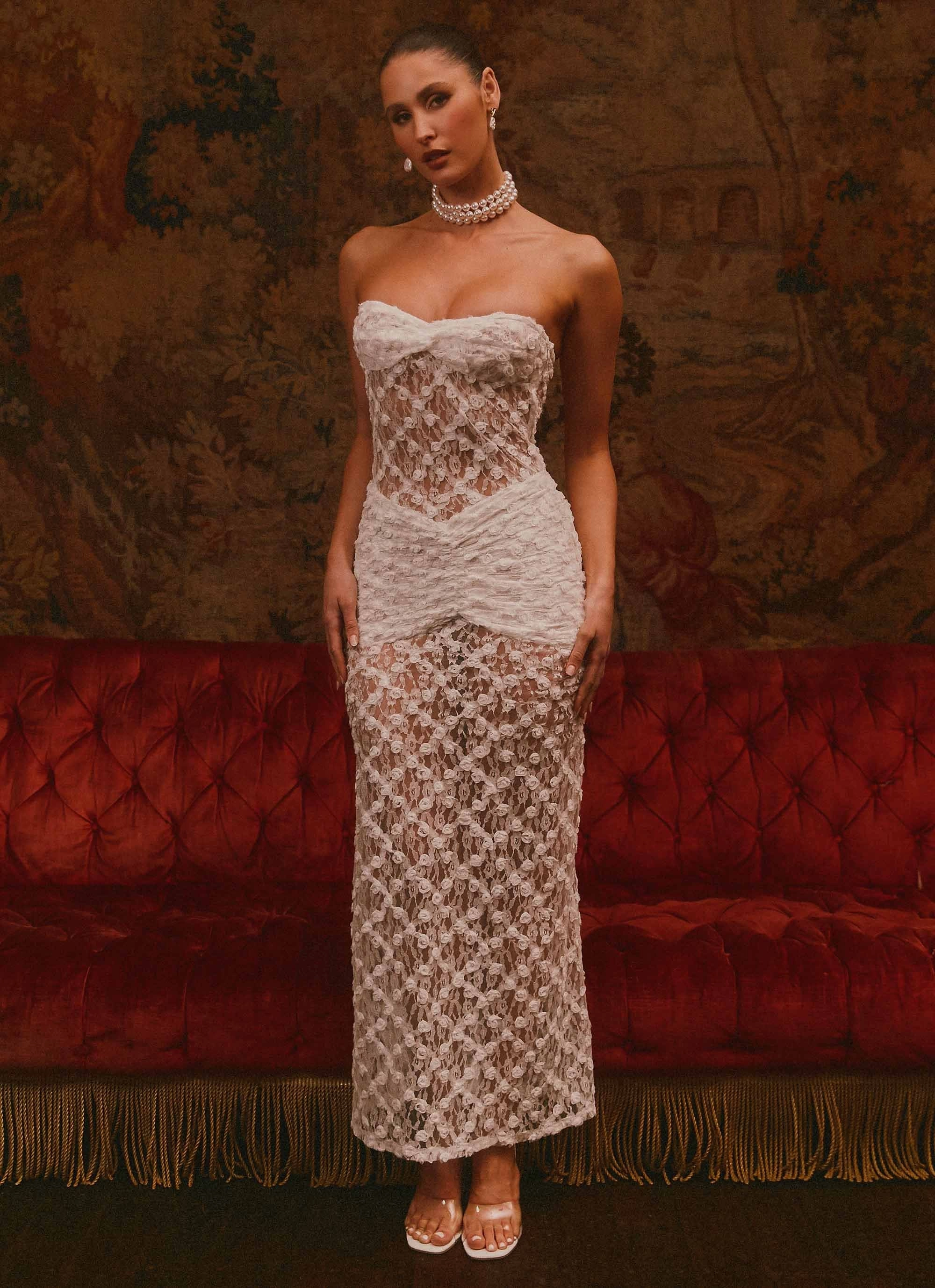 Vibrant Look Ottilie Lace Maxi Dress - White