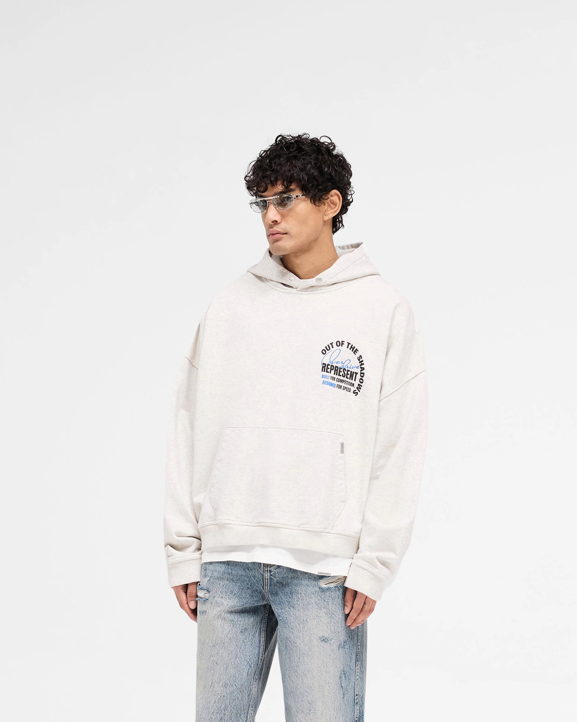 Sustainable Choice Structured Hood Shape Out Of The Shadows Hoodie - Cream Marl