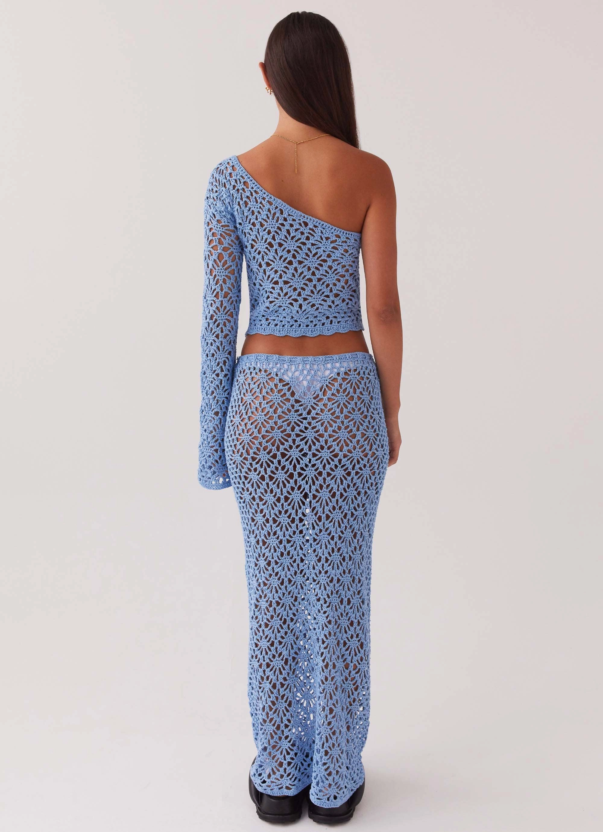 Bamboo Fiber Merliah Crochet Maxi Skirt - Blue