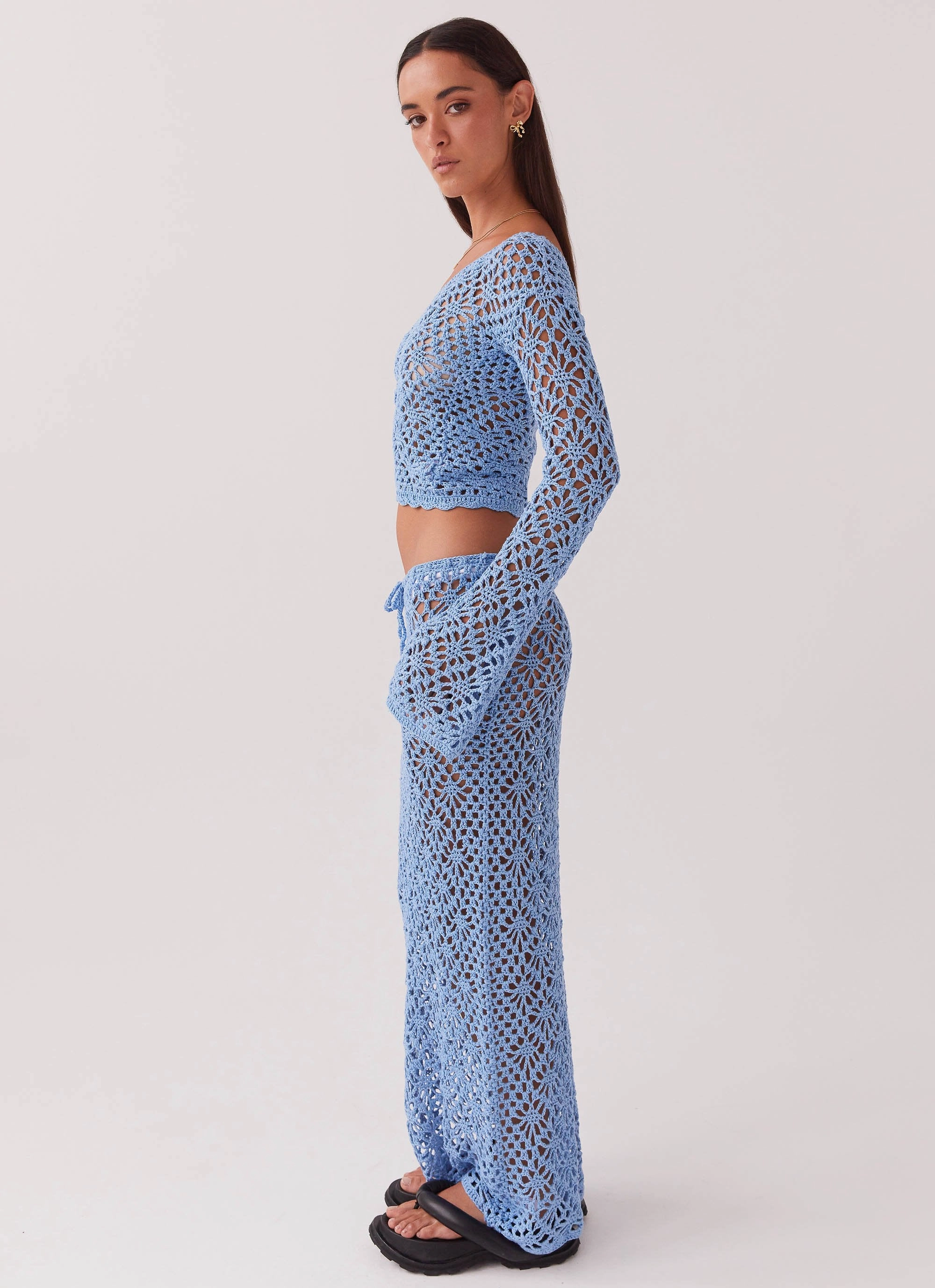 Merliah Crochet Maxi Skirt - Blue Soft Outfit Minimal Touch