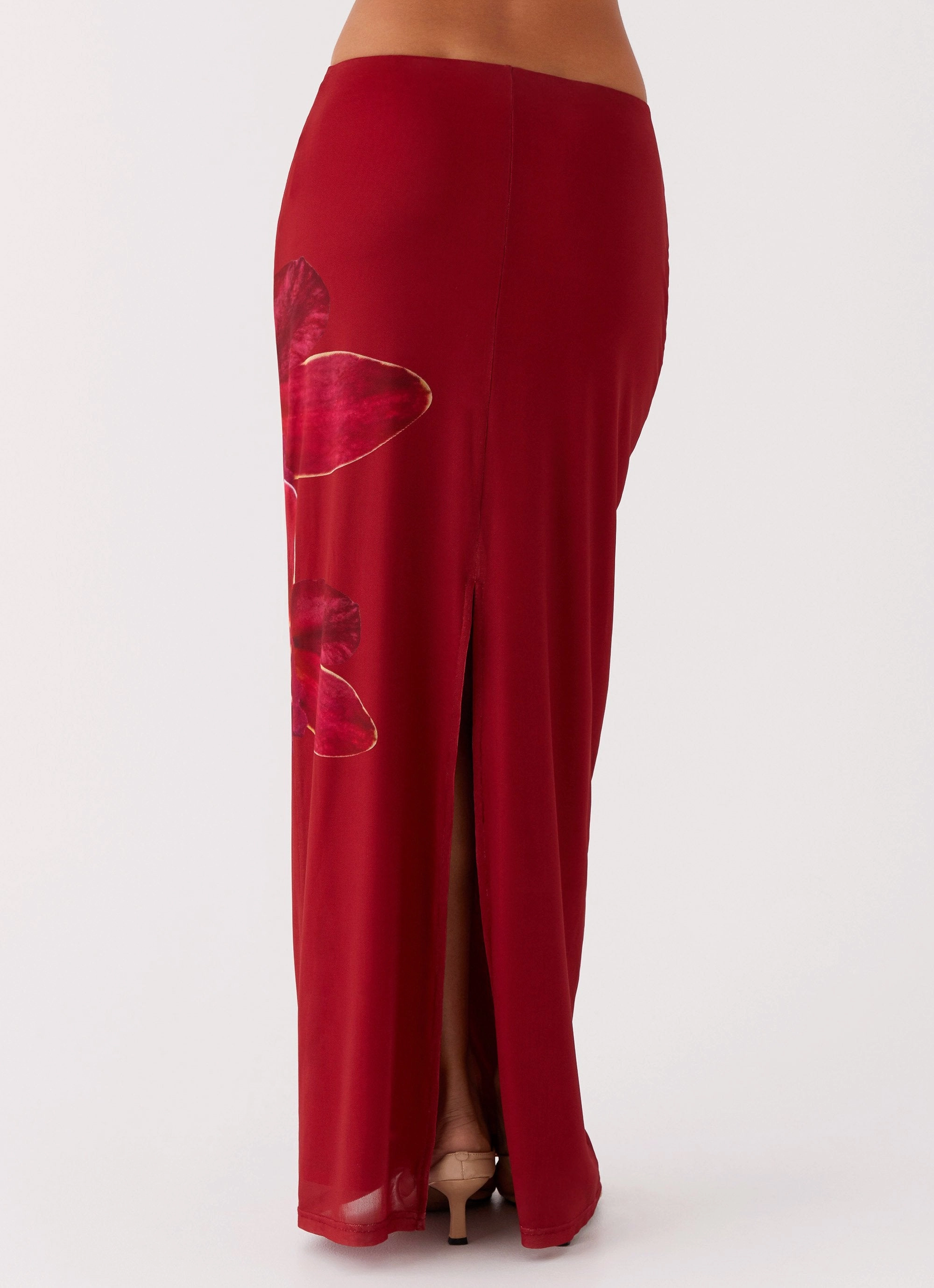 Waiting For Dawn Mesh Maxi Skirt - Rosa Hidden Zipper