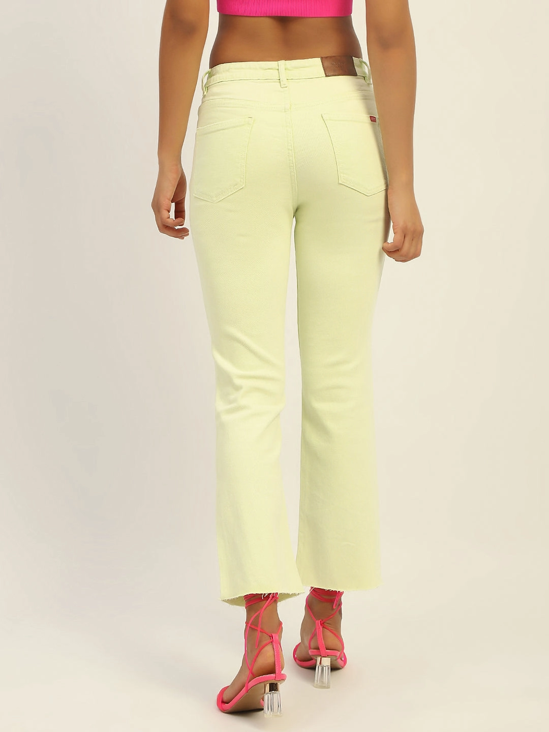 Seamless Pocket Design Brunch Outfit Trend Setter Madame Mid Rise Cotton Green Denim