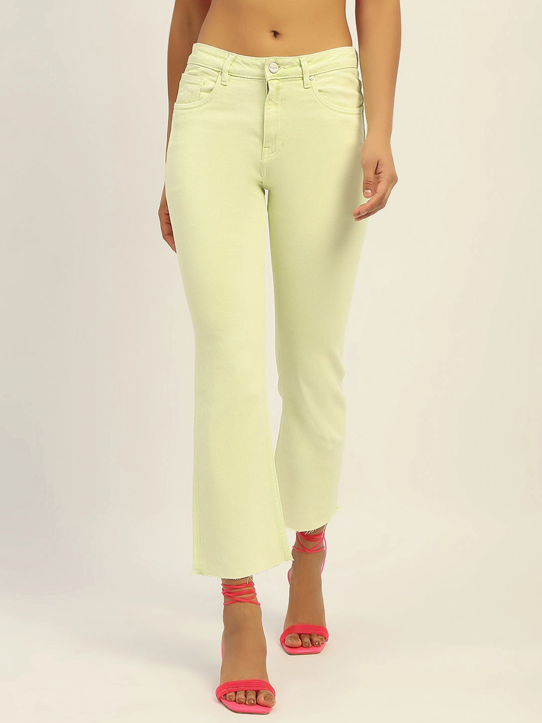 Madame Mid Rise Cotton Green Denim Natural Style