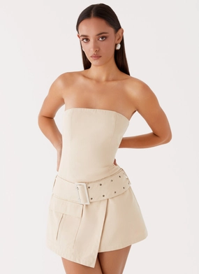 All For You Strapless Mini Dress - Ivory Moment Soft