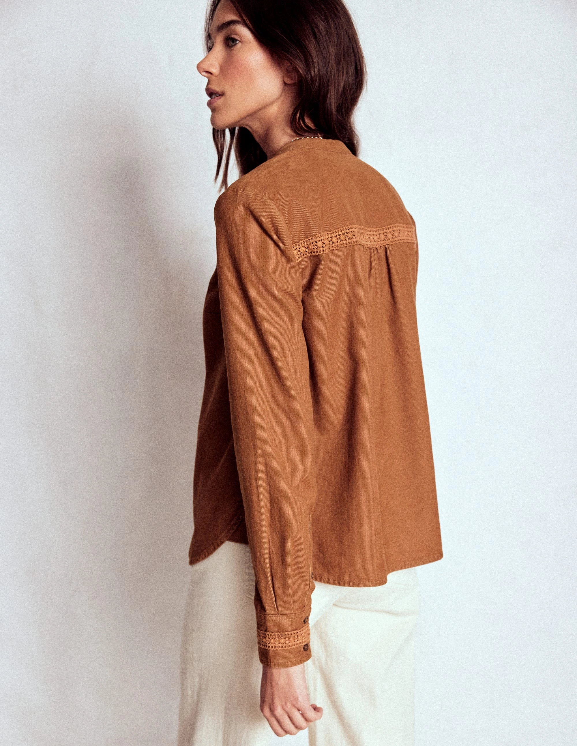 Victoria Cord Shirt-Ginger CollapsibleFrame Anti Static Cloth Blend