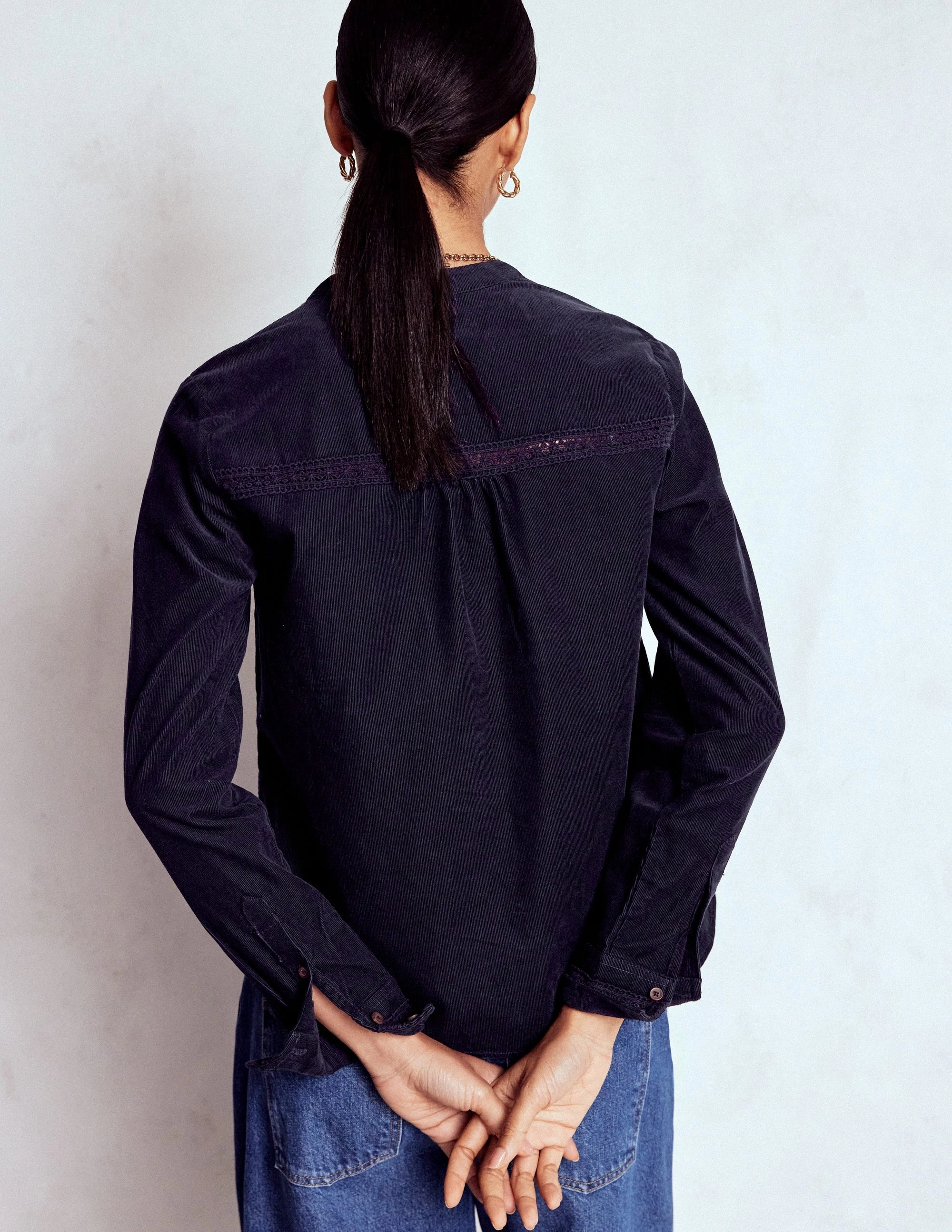 FrenchTerryTexture Victoria Cord Shirt-Navy