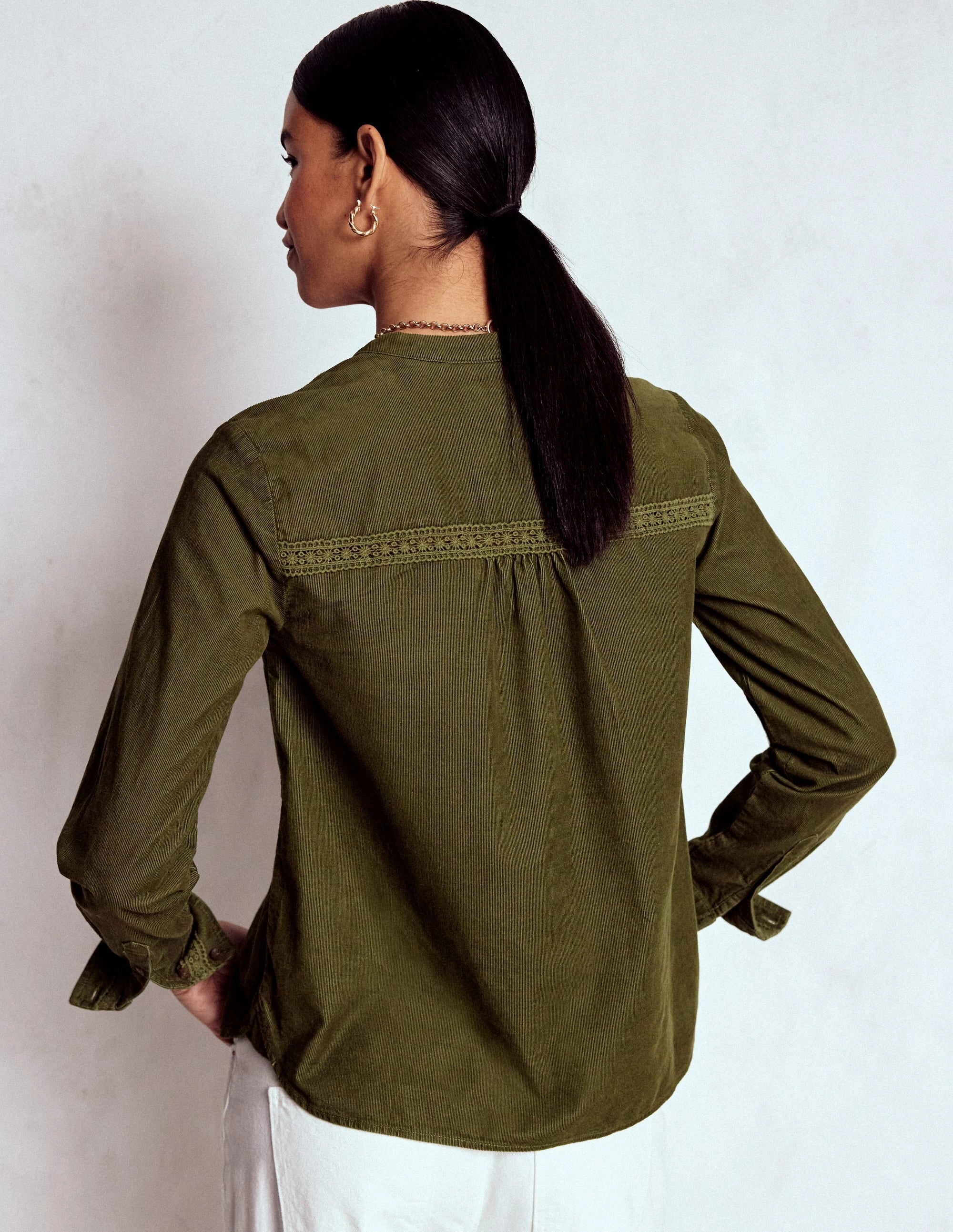 Fade Resistant Dye Victoria Cord Shirt-Woodland Green