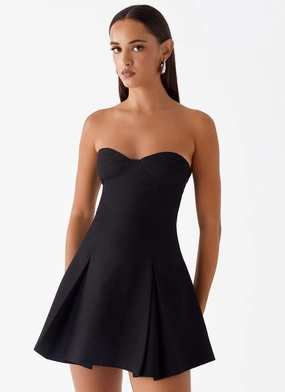 Victoria Strapless Mini Dress - Black Polished Edge