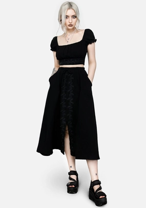 Vine Textured Midi Skirt Shape Enhancing