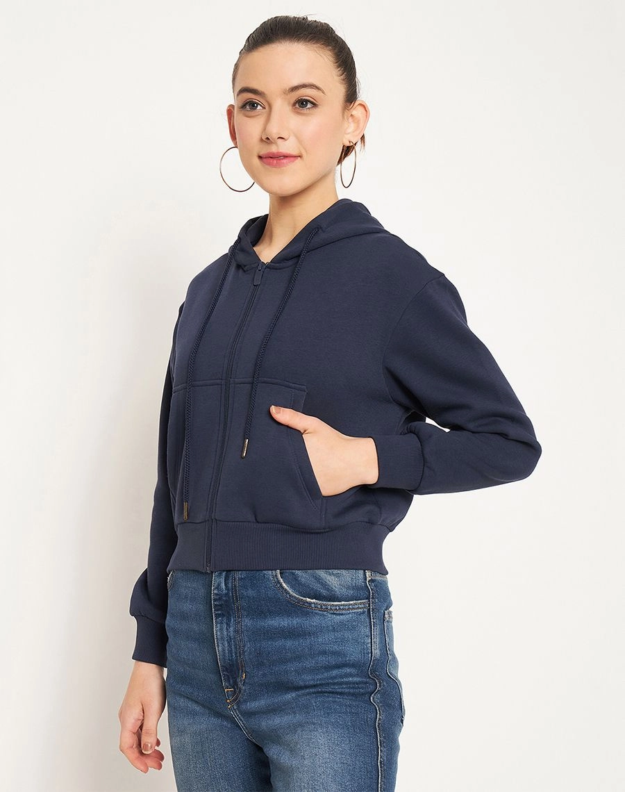 Athleisure Look product bow cuteness Madame Navy Hood Neck Sweatshirt
