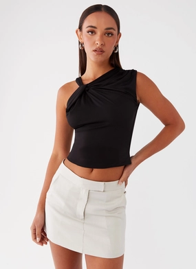 Vouge Low Rise Mini Skirt - Grey Gather Details