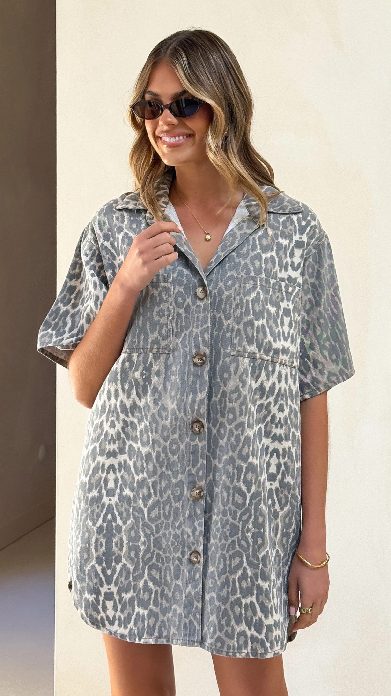 Vox Mini Dress - Leopard Print Sun-Protective