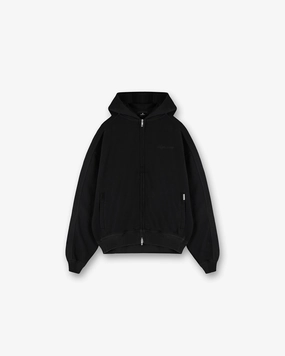 Waffle Zip Through Hoodie - Jet Black Comfort Stretch flight travel