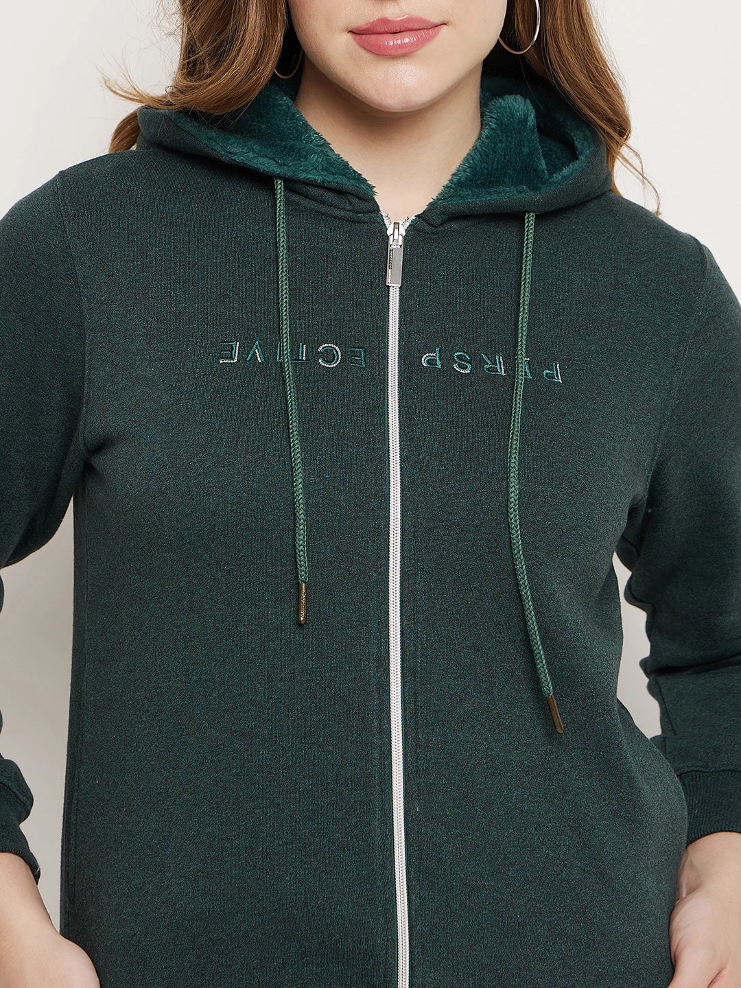 Madame Bottle Green Hood Neck Sweatshirt product stud toughness Active Fit