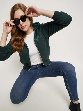 Madame Bottle Green Hood Neck Sweatshirt birthday wear Comfortable Outfit