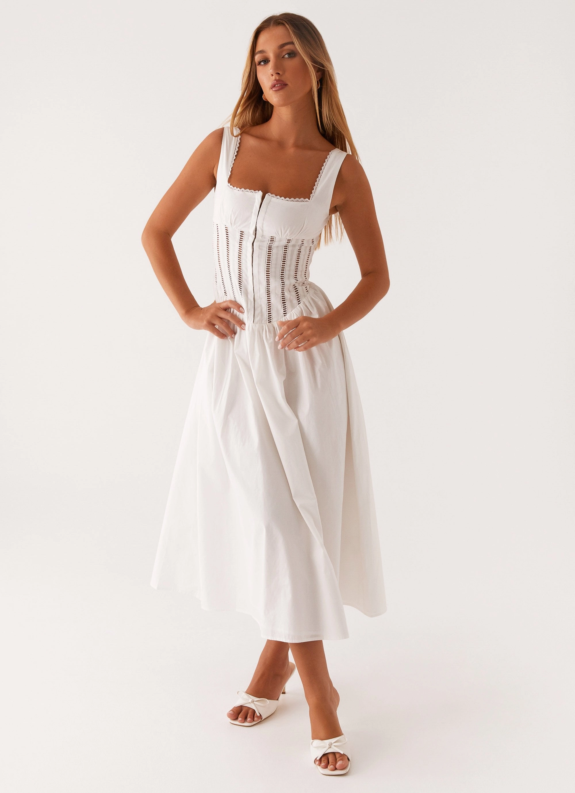 All Purpose Waiting On You Midi Dress - White