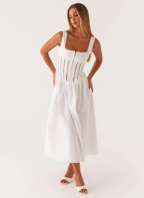 Cool Season Waiting On You Midi Dress - White