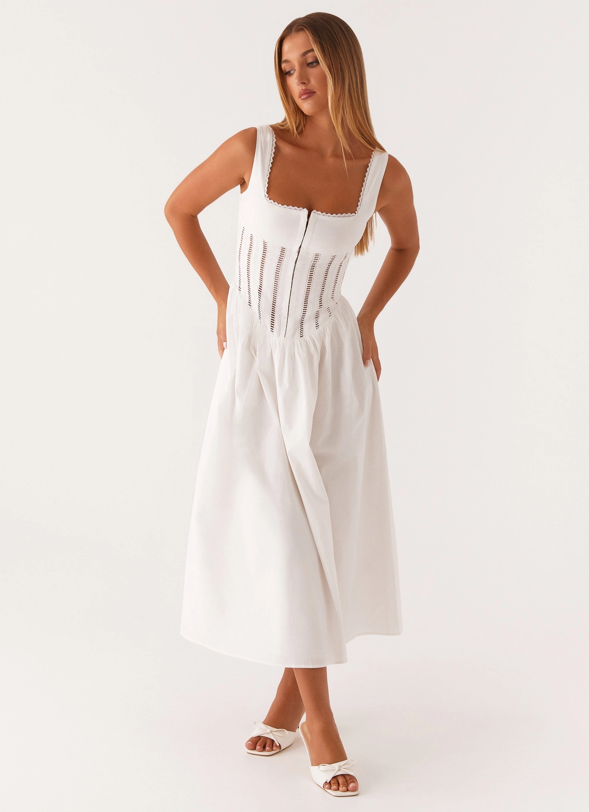 Cool Season Waiting On You Midi Dress - White