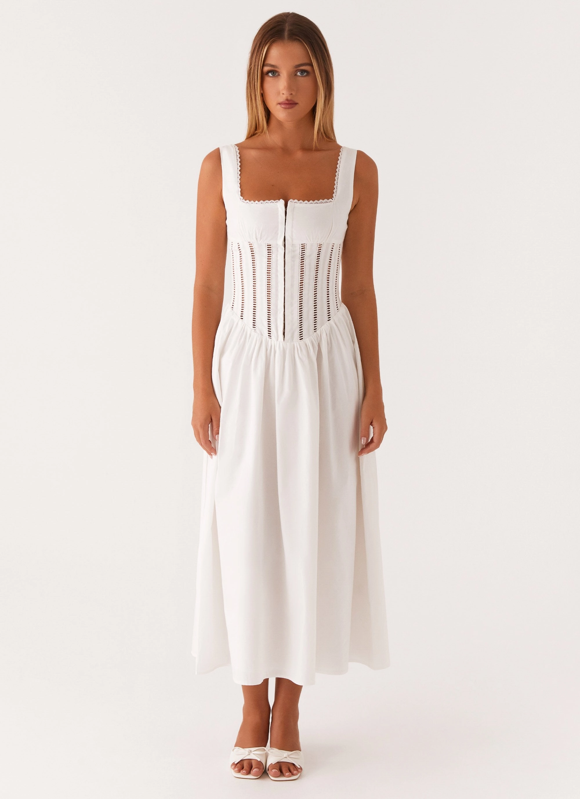 Waiting On You Midi Dress - White BreathableFabric Inner Feel