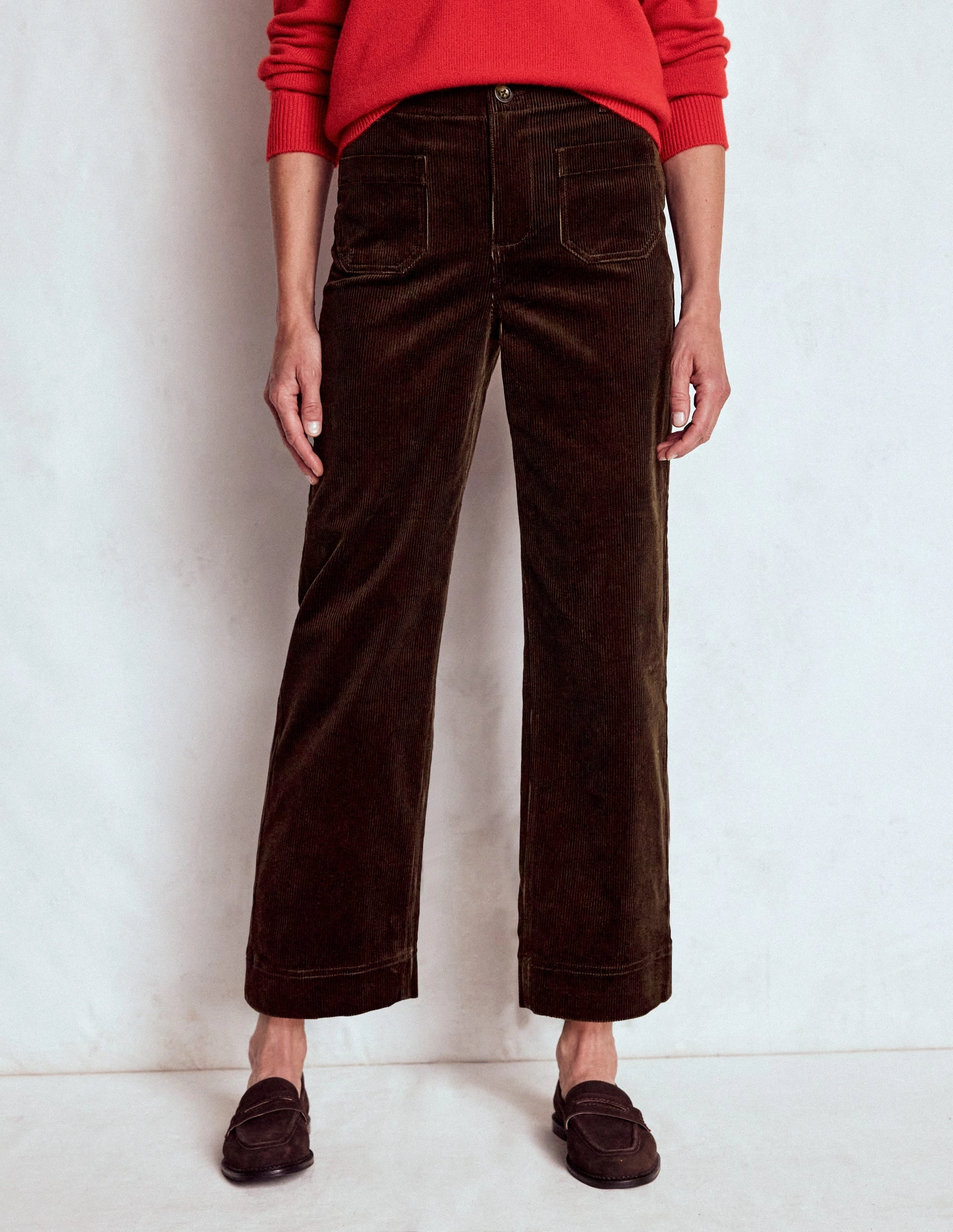 Feminine Fit Active Stretch Primrose Cord Trousers-Espresso