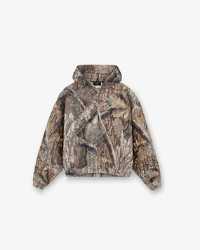 Double Needle Stitching Tagless Labeling Realtree? Zip Up Camo Boxy Hoodie - Camo