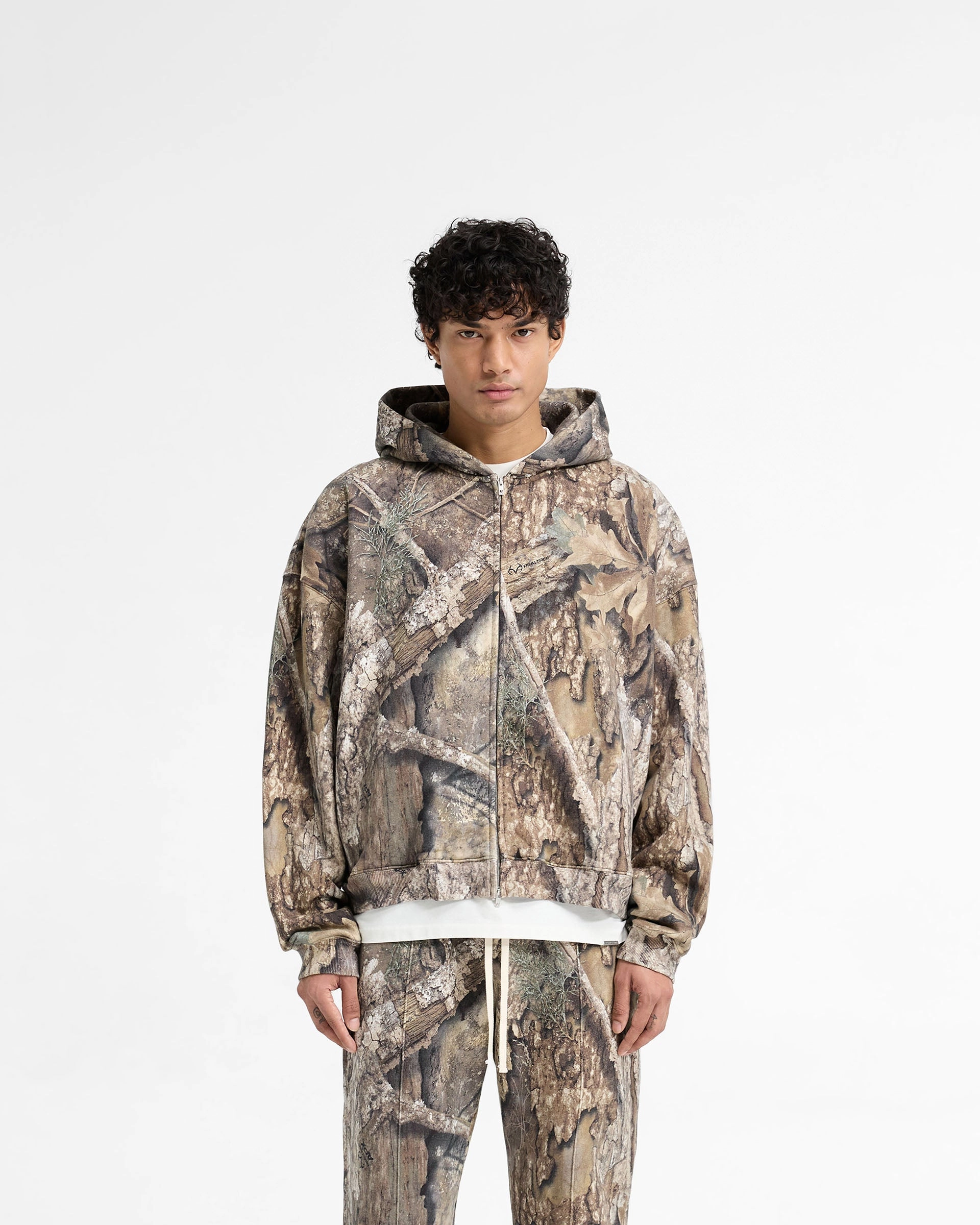 Realtree? Zip Up Camo Boxy Hoodie - Camo earthy tone Bow Accents