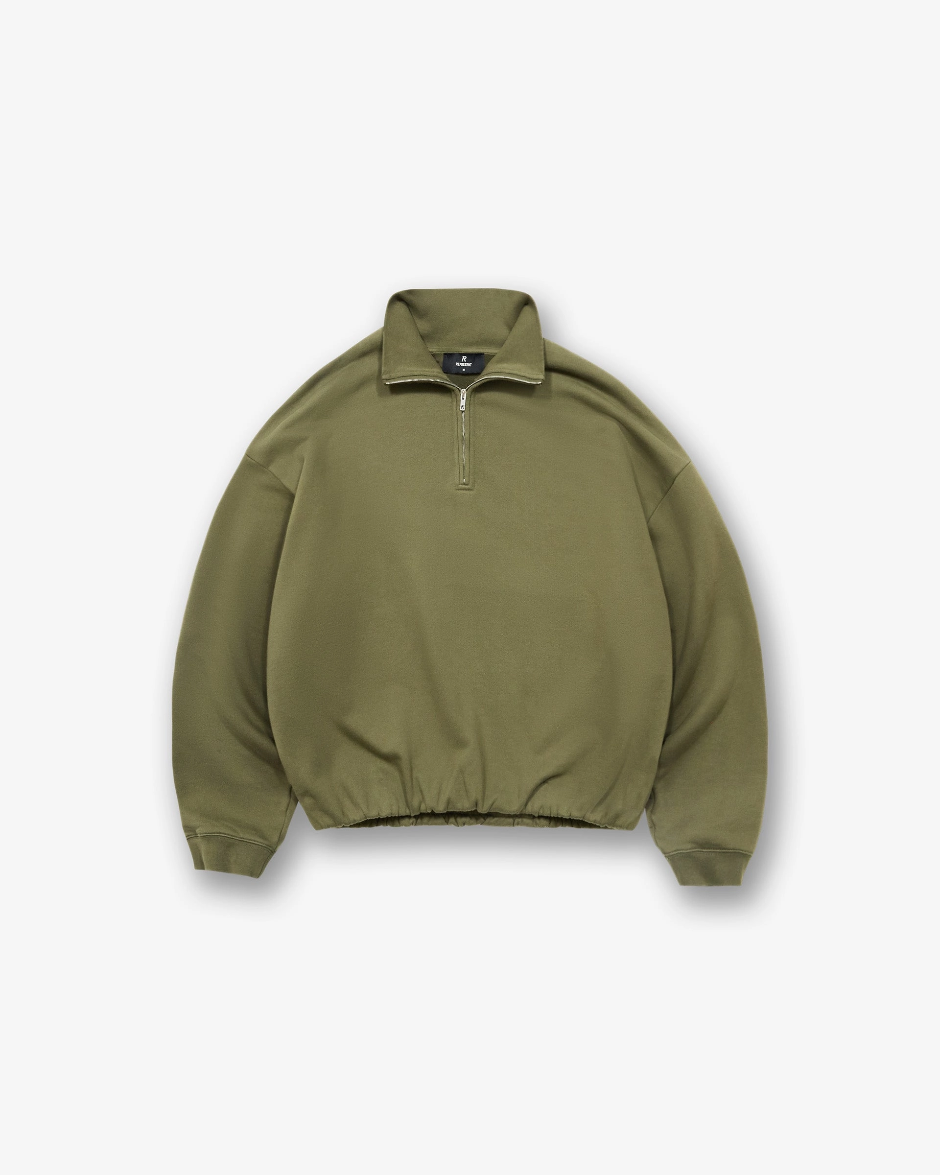 Comfy Must-Have Initial Funnel Neck Quarter Zip Sweatshirt - Army Green