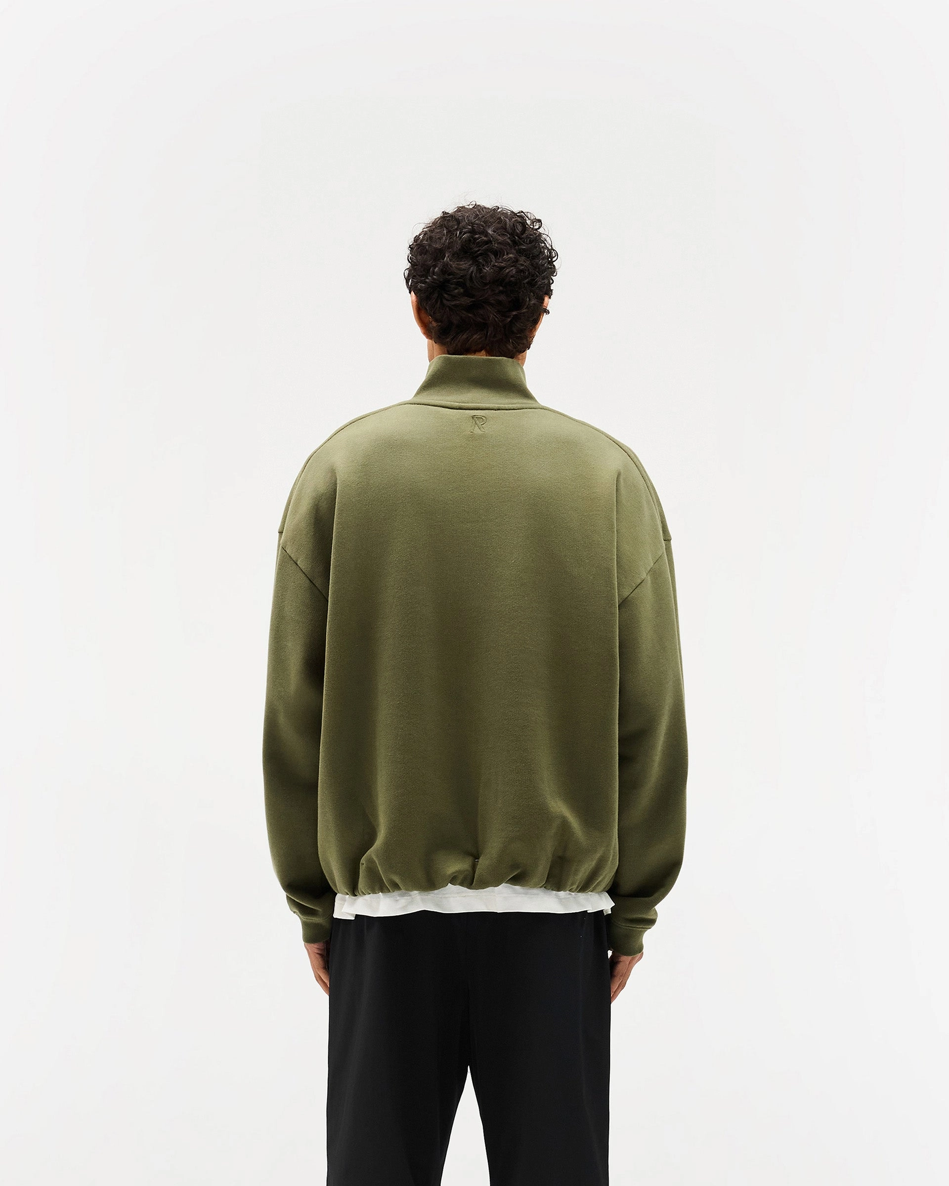 Initial Funnel Neck Quarter Zip Sweatshirt - Army Green Breathable Layer