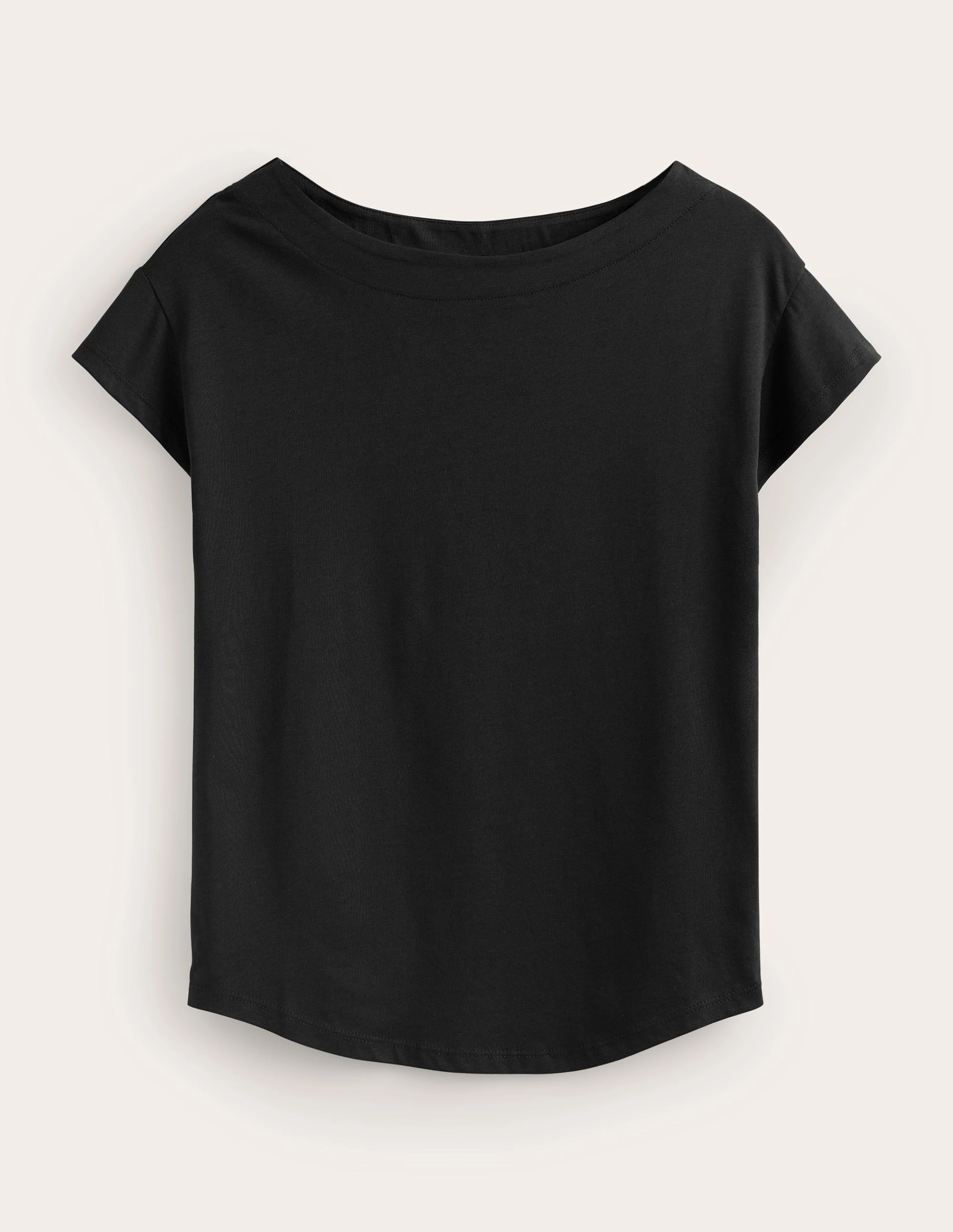 Variable Tension Adjustment Wear Resistant Fabric Supersoft Boat Neck T-Shirt-Black