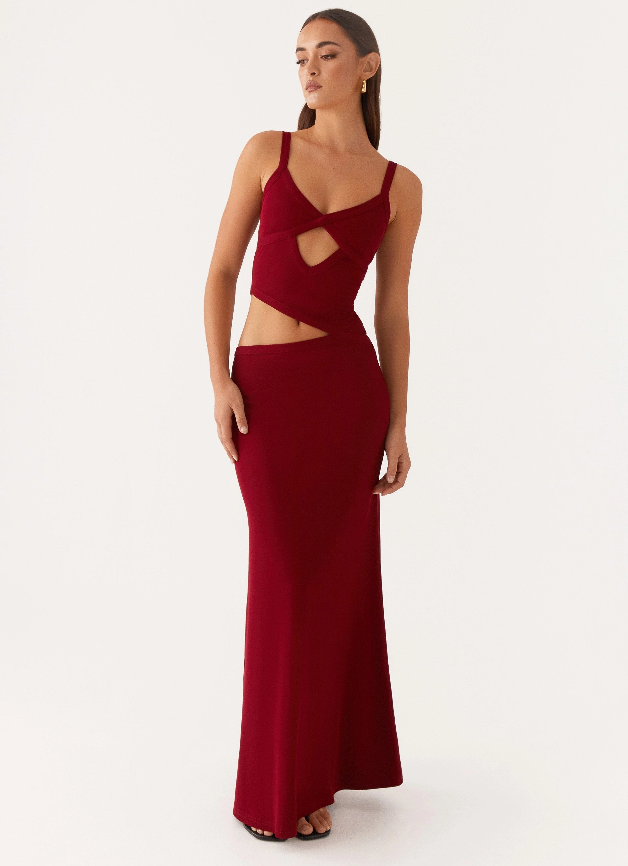 Premium Look Urban Minimalism Jocelyn Maxi Dress - Maroon
