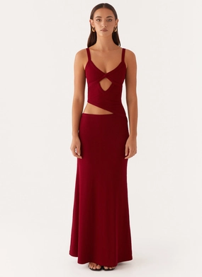 Minimalist Style soft fit Jocelyn Maxi Dress - Maroon