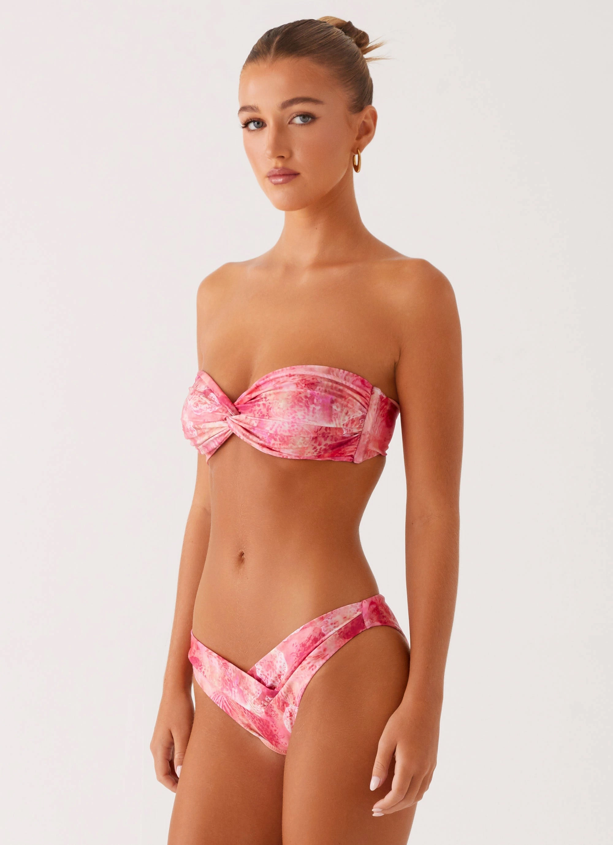 Elastic Free Edges Durable Elastic Edging Delta Bandeau Bikini Top - Flamingo Fling