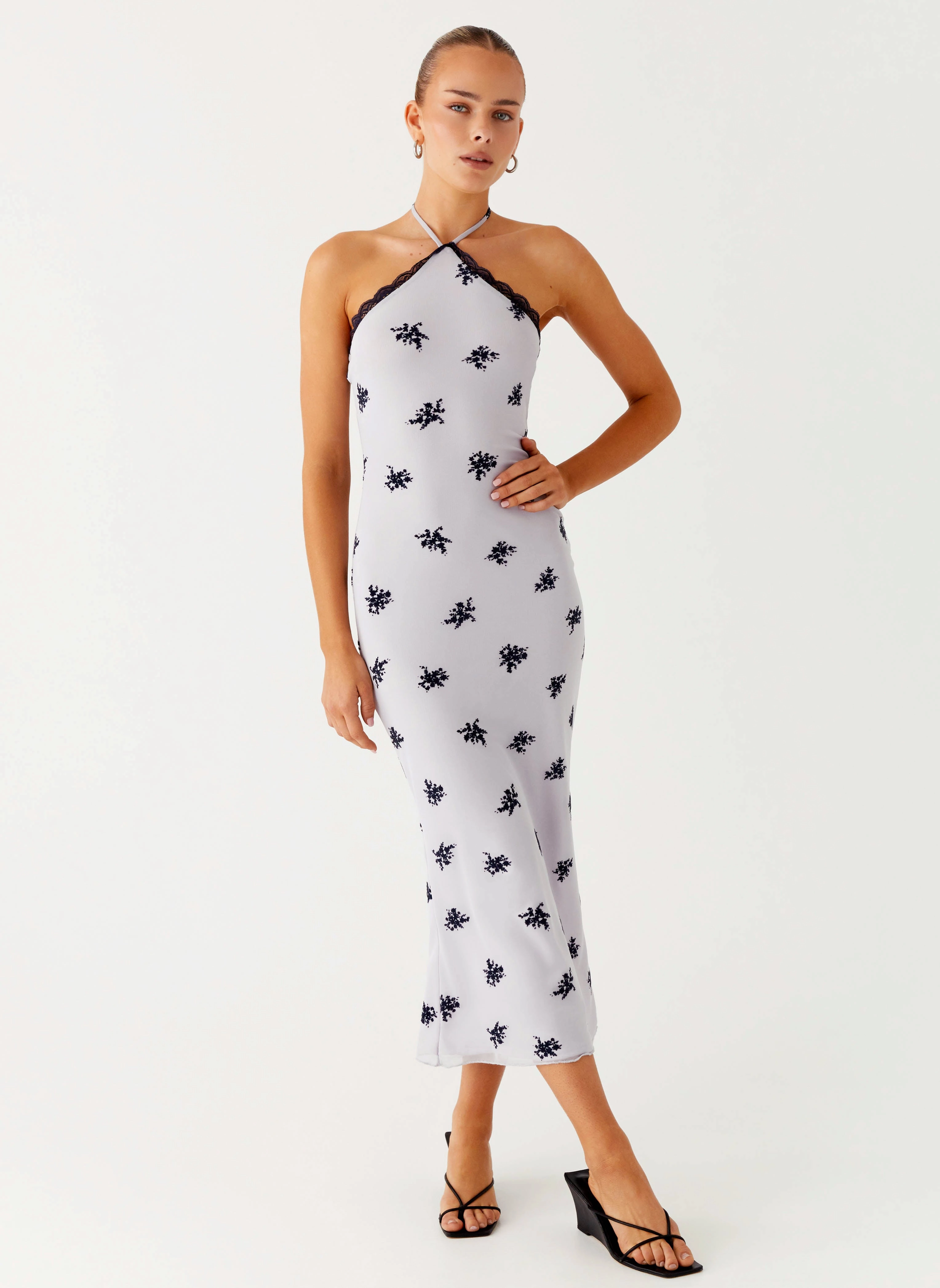 Nestel Flock Halter Midi Dress - Lilac Holiday-Party