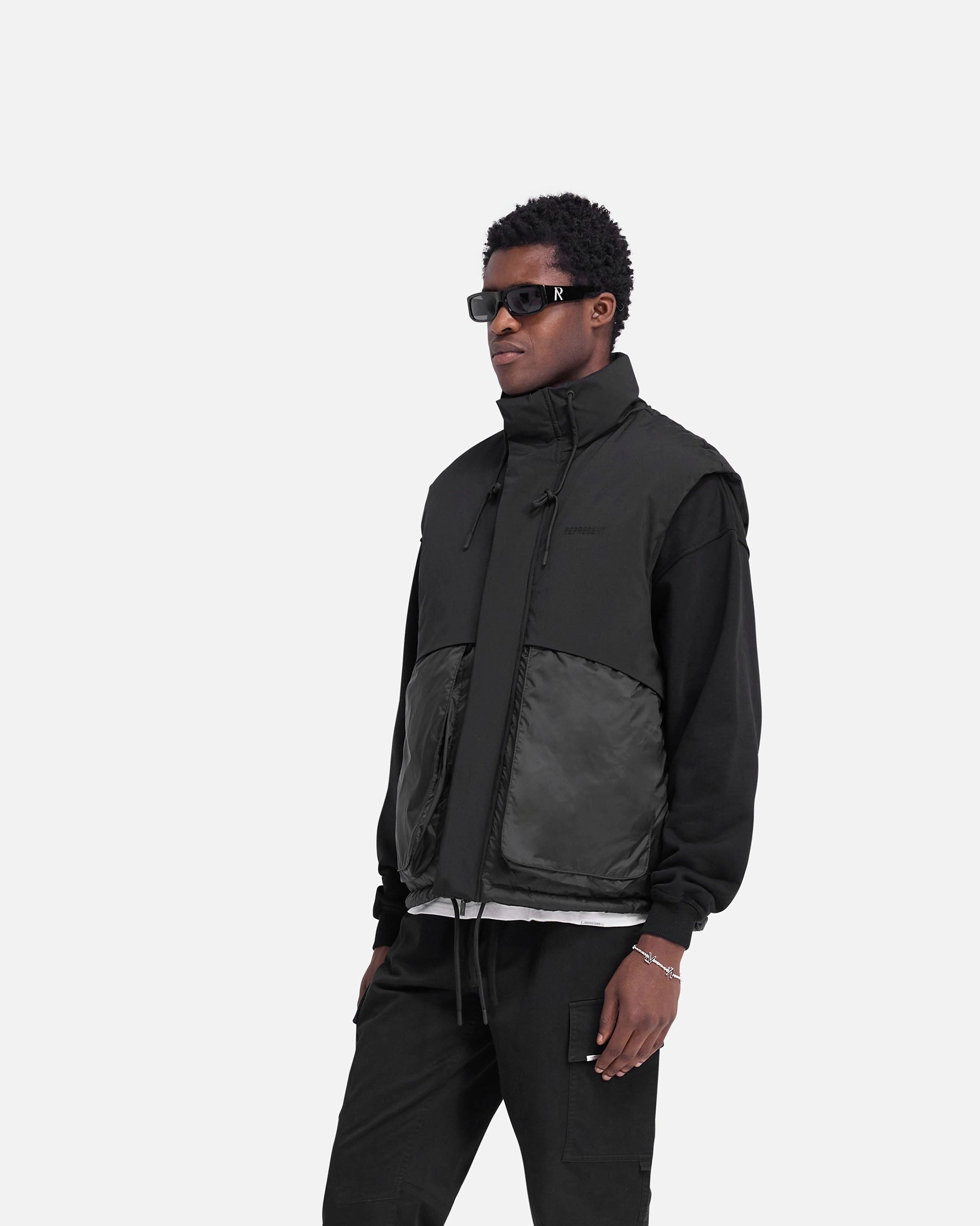 Layered Puffer Gilet - Jet Black Softshell Technology