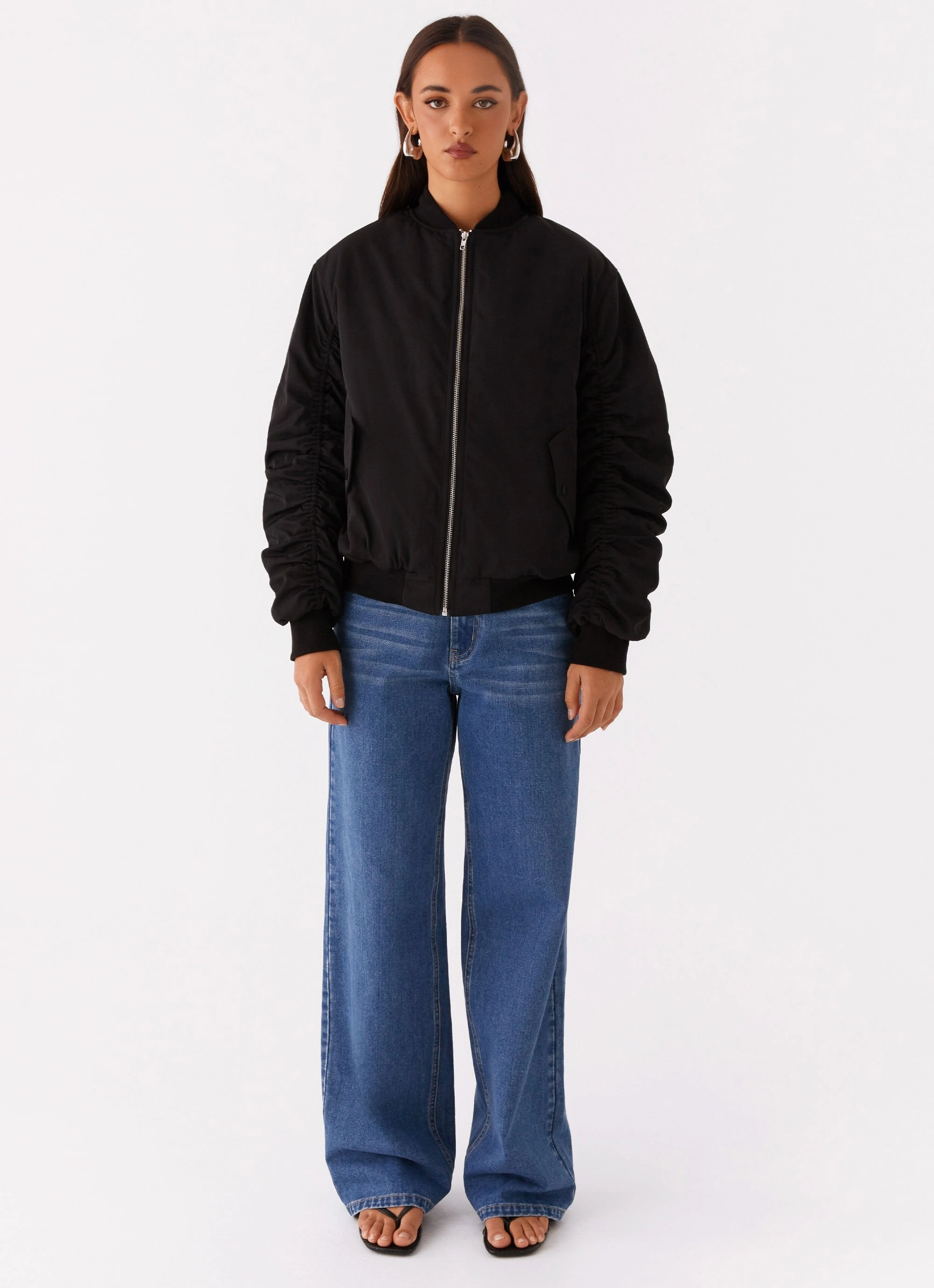 Webster Bomber Jacket - Black Non Restrictive Fit MoistureWickingTechnology