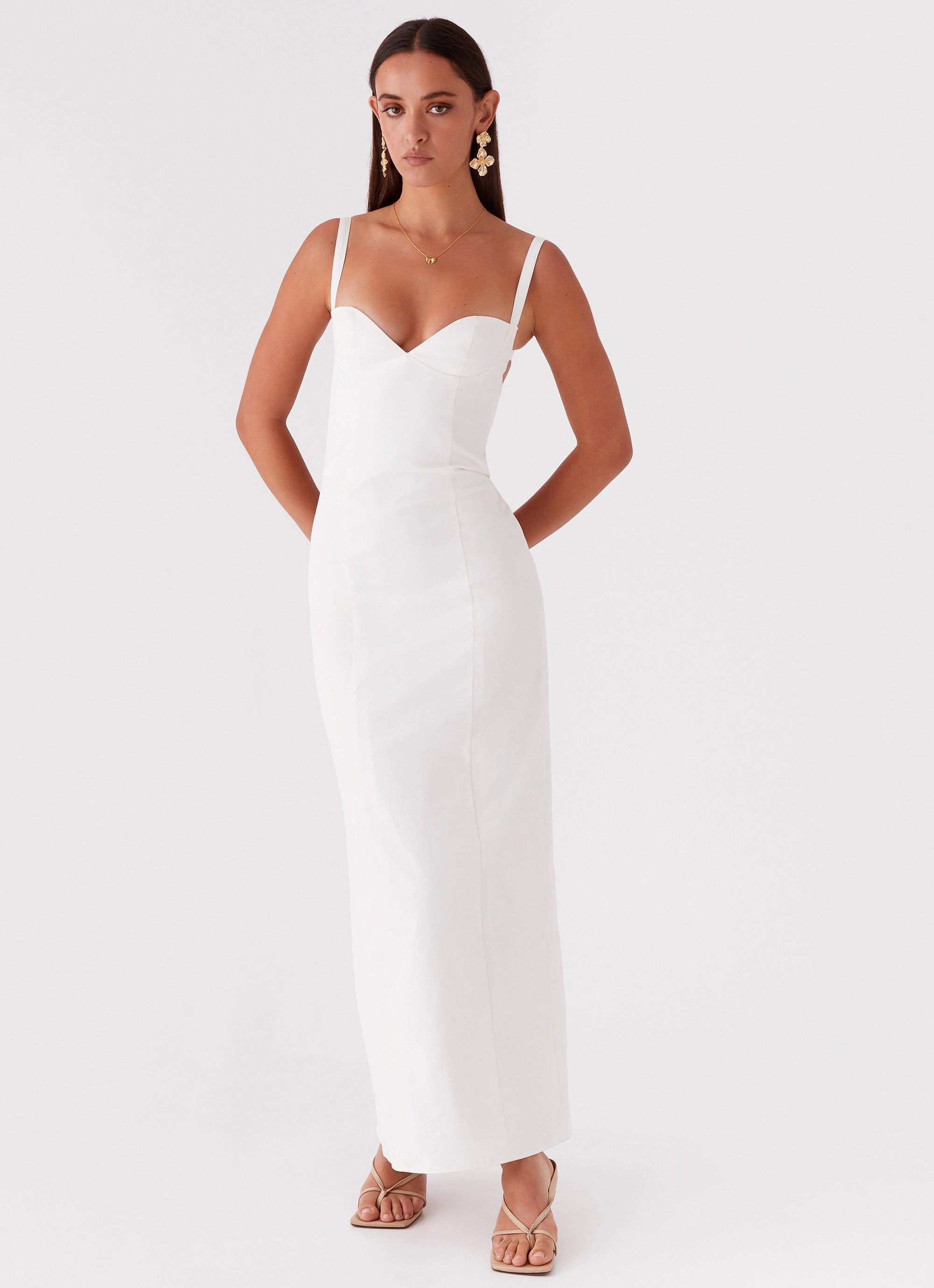 Naomi Backless Maxi Dress - Off White Feminine Vibe