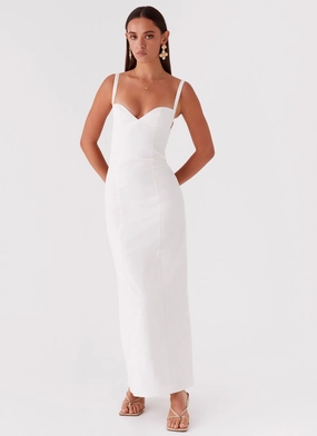 Naomi Backless Maxi Dress - Off White Feminine Vibe