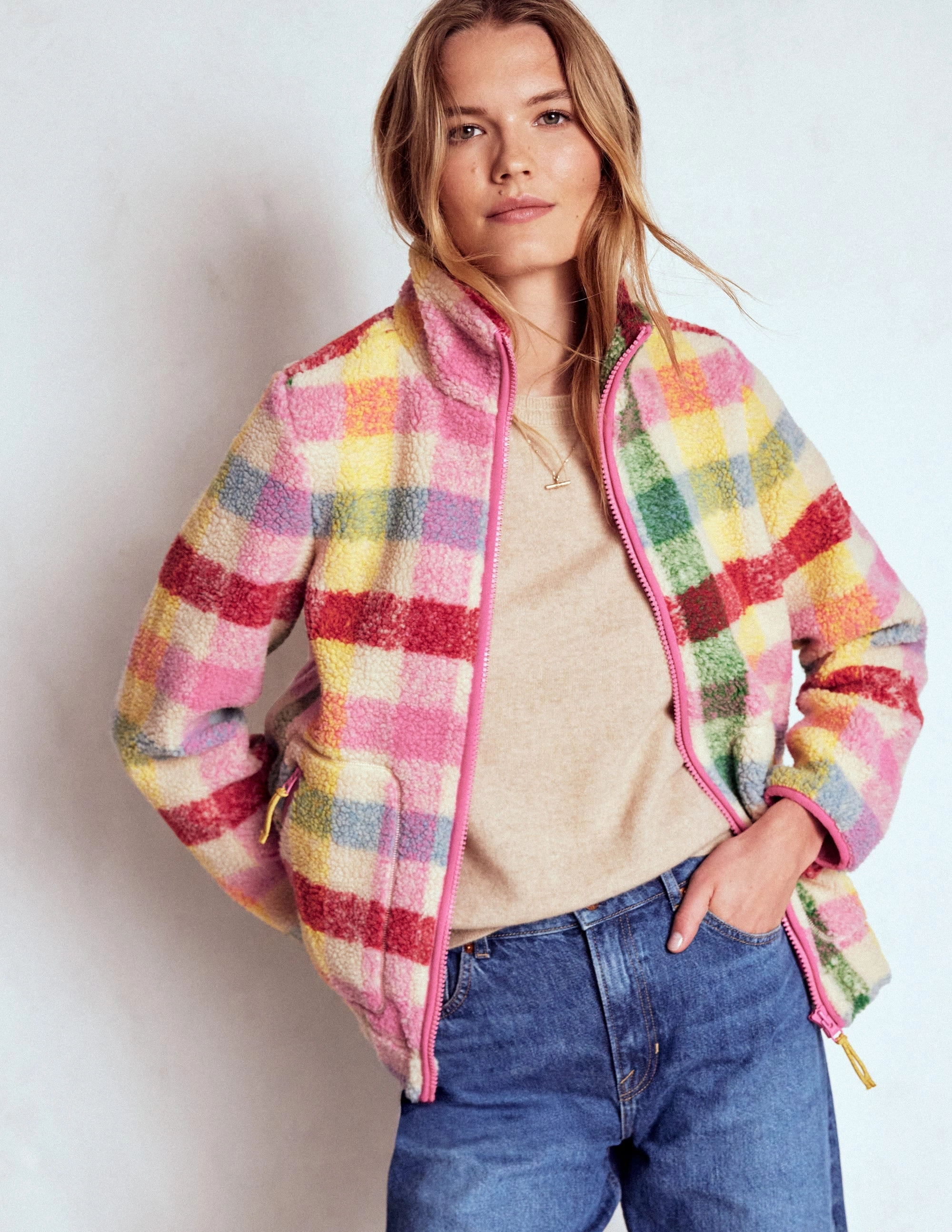 Thick Insulation Westminster Borg Jacket-Multi, Check