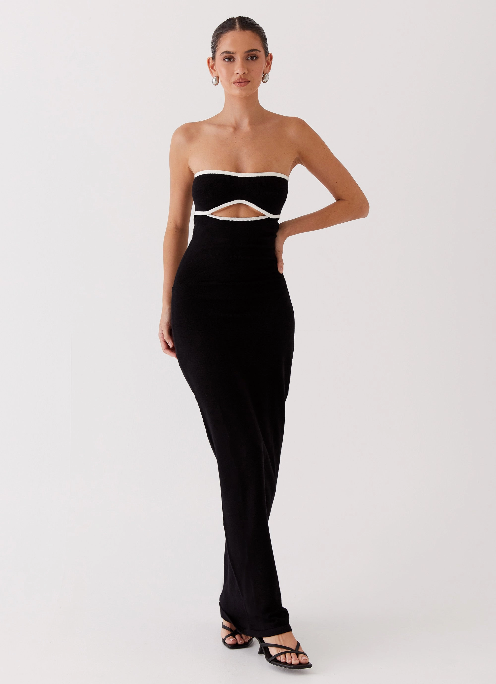 Bodycon Fit Fall Style When In Rome Knit Maxi Dress - Black