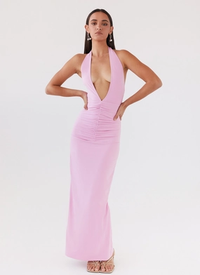 Whisked Away Halterneck Maxi Dress - Pink Tonal-Stitching