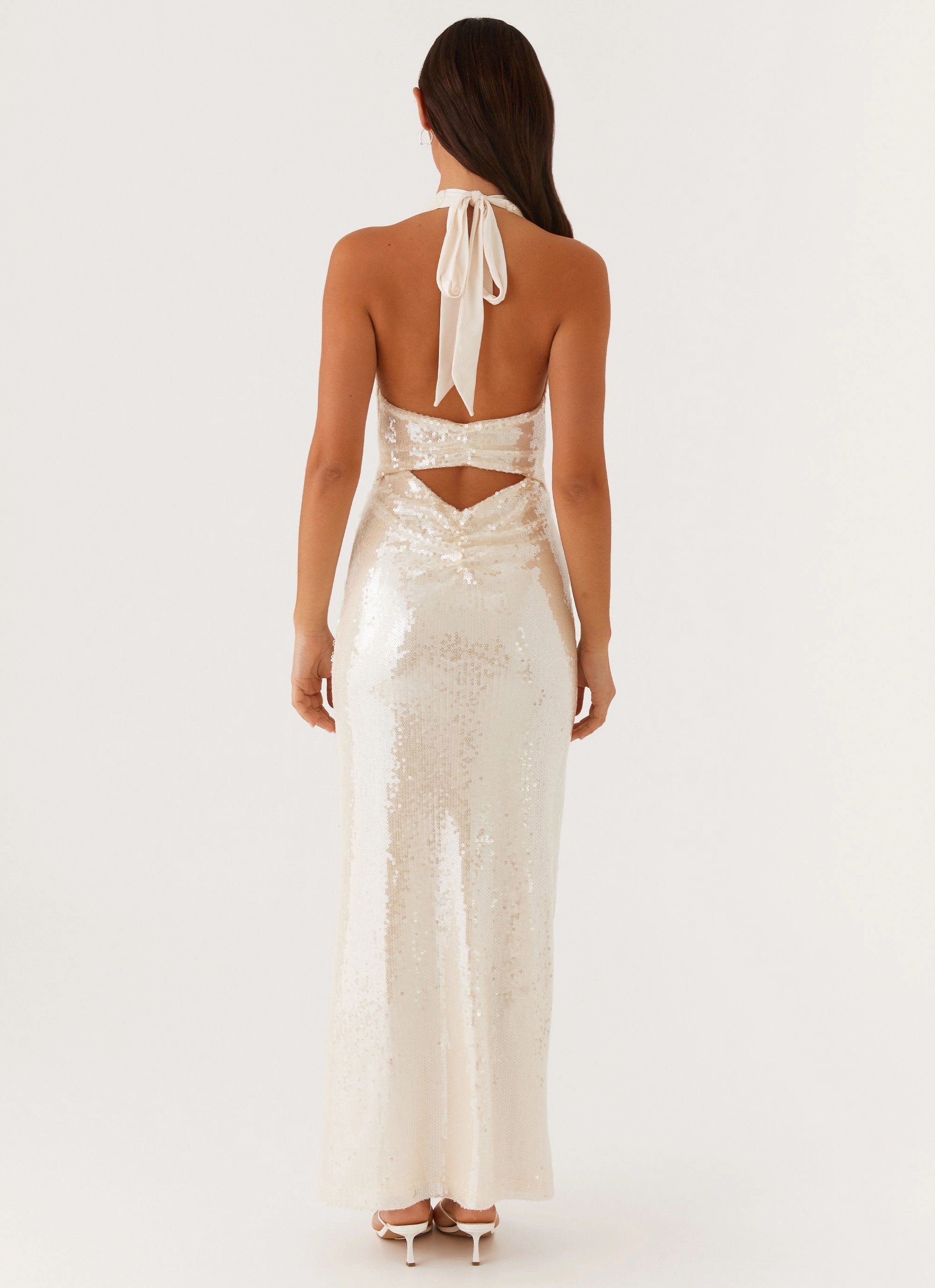 Whisked Away Halterneck Maxi Dress - White Limited-Edition Soft Pleats