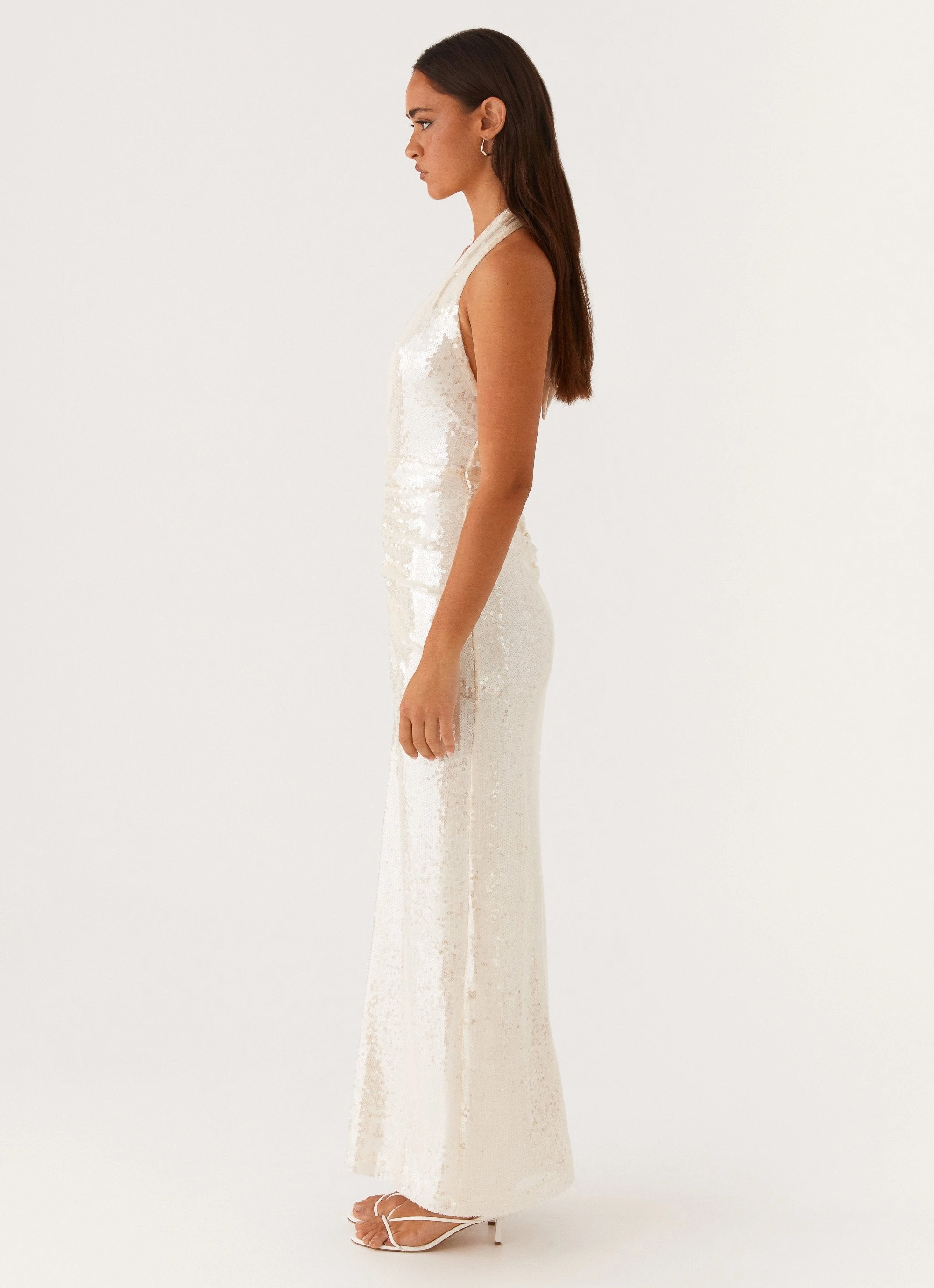 Whisked Away Halterneck Maxi Dress - White Minimalist fit-and-flare Timeless and Comfortable