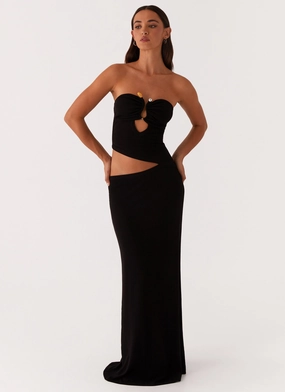 Cruise-Wear Sleeveless Wild Roses Maxi Dress - Black