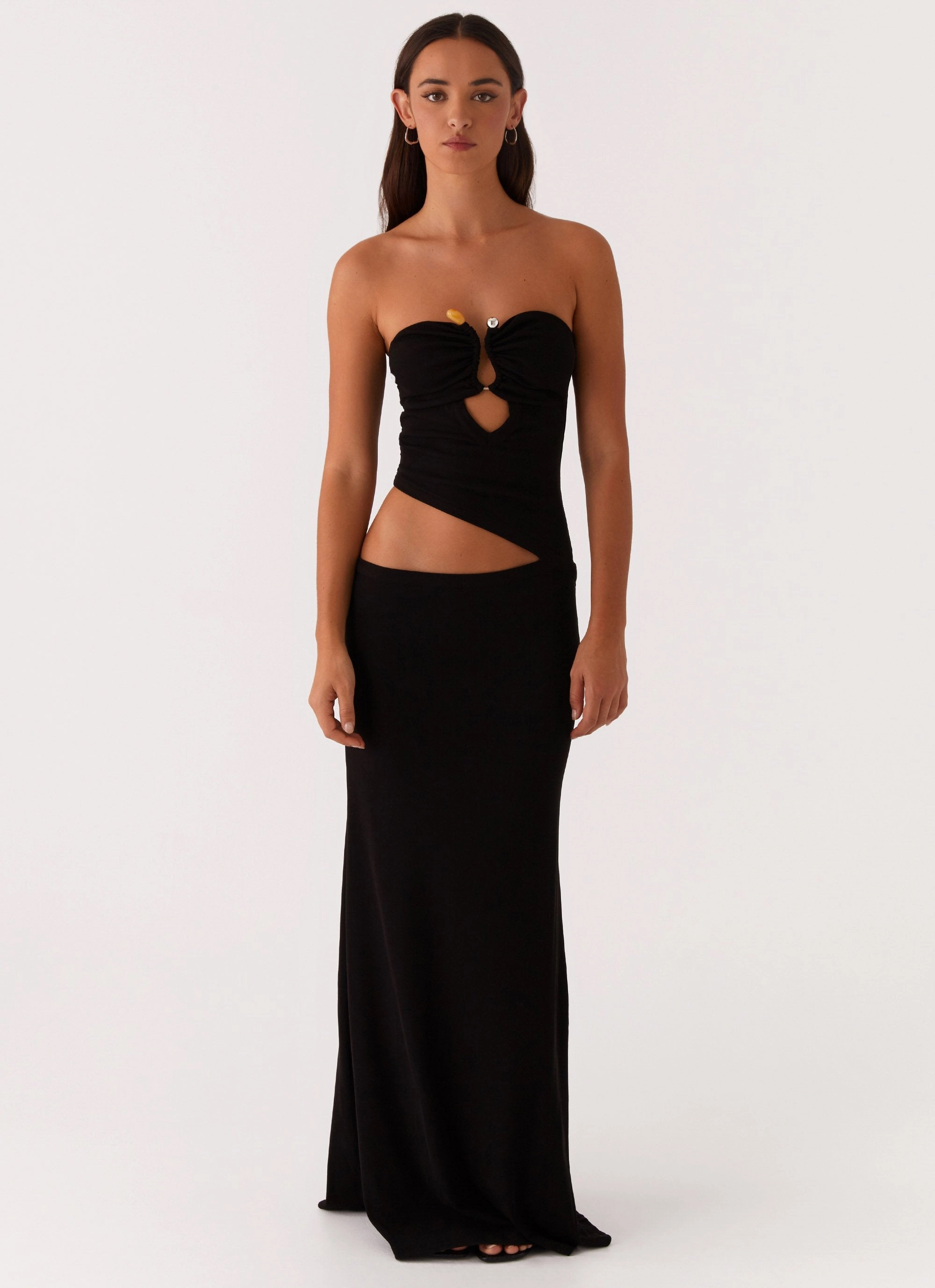 Wild Roses Maxi Dress - Black Sister Charm LayeredHemline