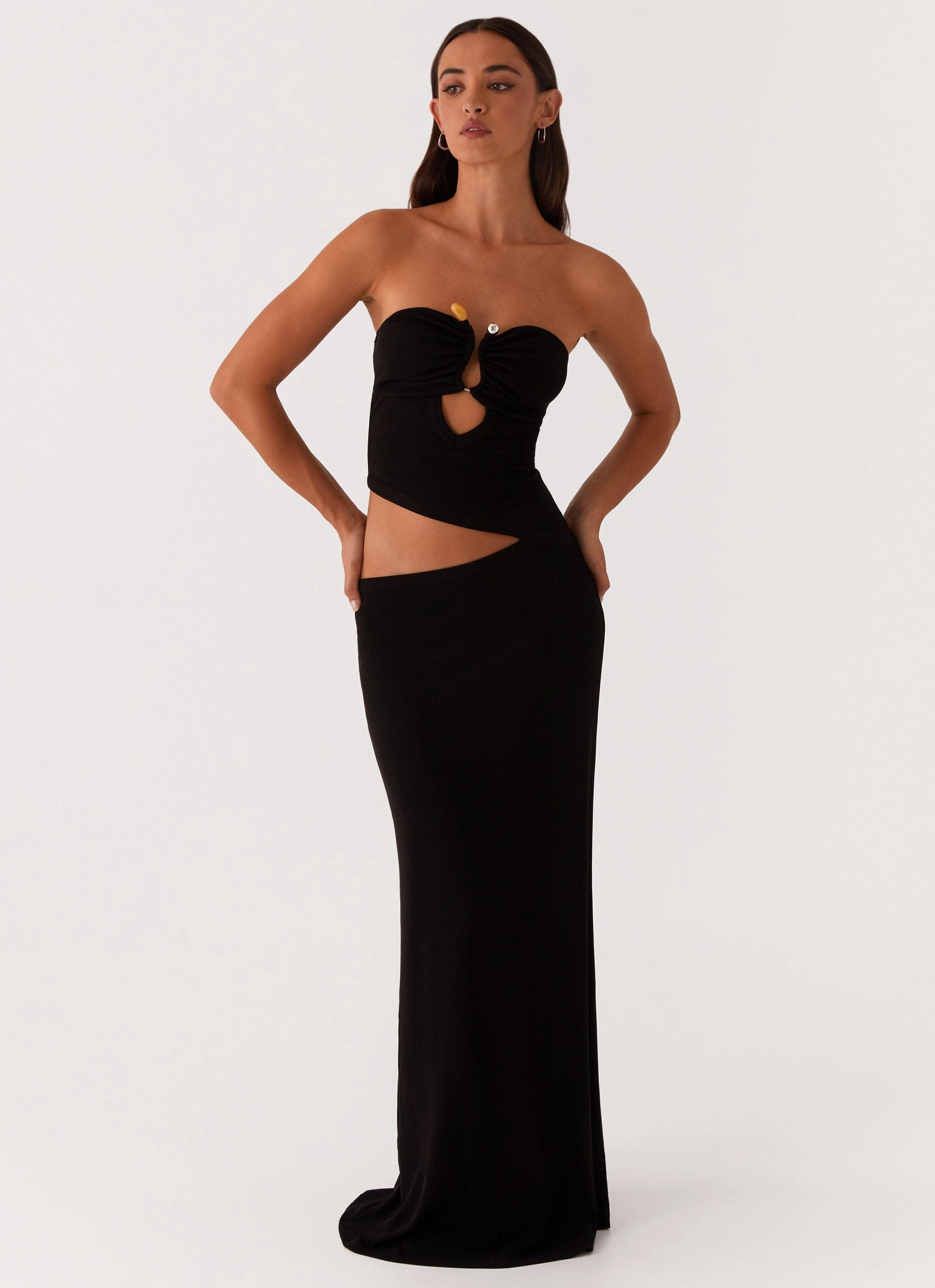 Cruise-Wear Sleeveless Wild Roses Maxi Dress - Black