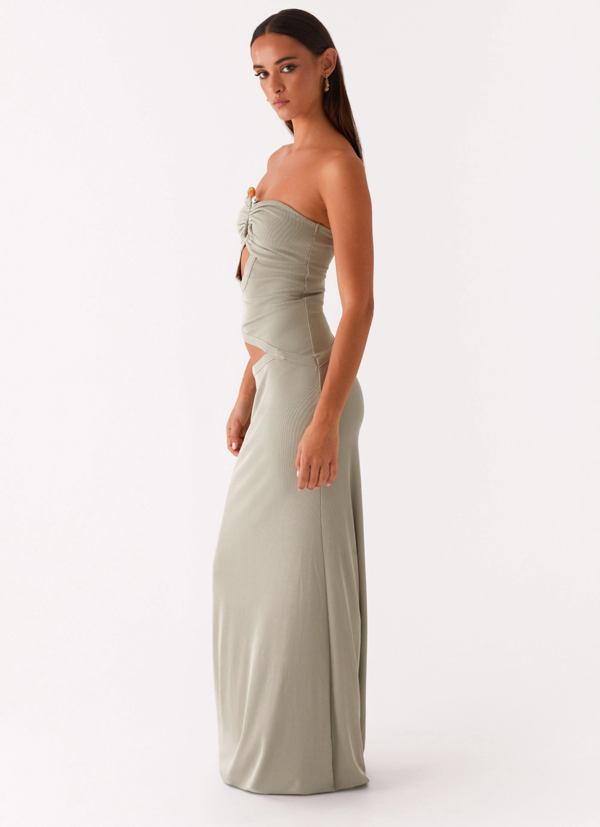Shine Skin Minimal Touch Wild Roses Maxi Dress - Sage